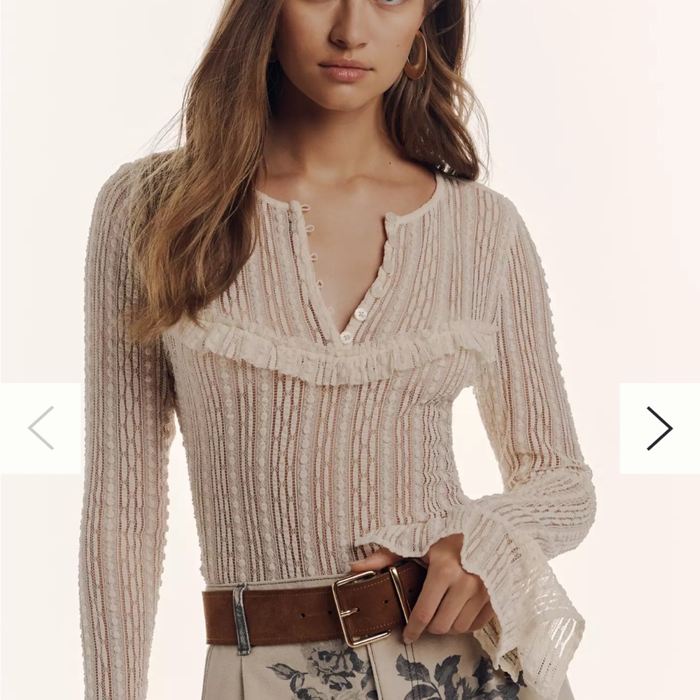 Anthropologie Cream Lace Blouse